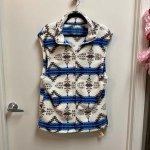 Aztec fleece front zip vest.